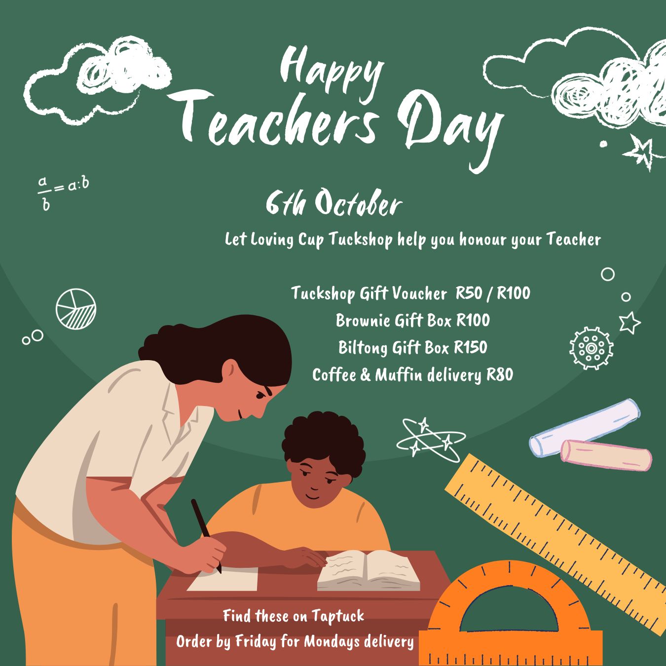 Green Illustration Playful Happy Teachers Day Instagram Post
